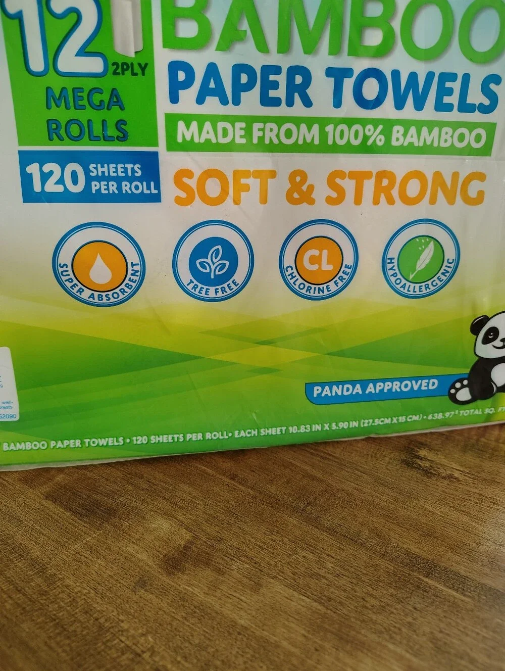 Naturezway Premium Quality Bamboo Disposable Paper Towels 12 MEGA ROLLS 120 Shee